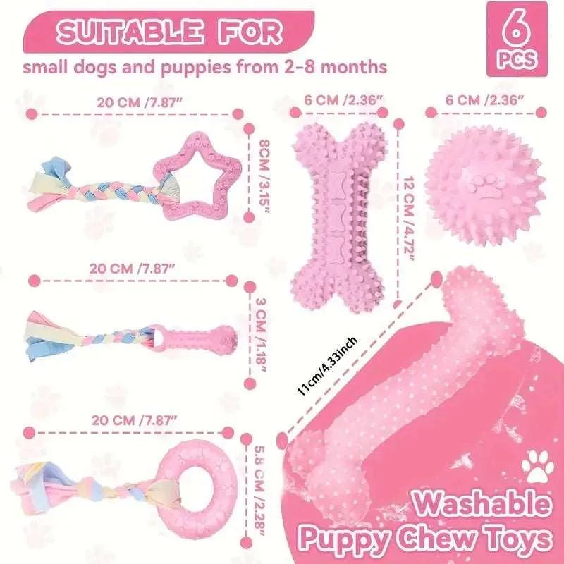 6-Piece Dog Chew Toy Set – Durable and Fun Toys for Small and Medium Dogs