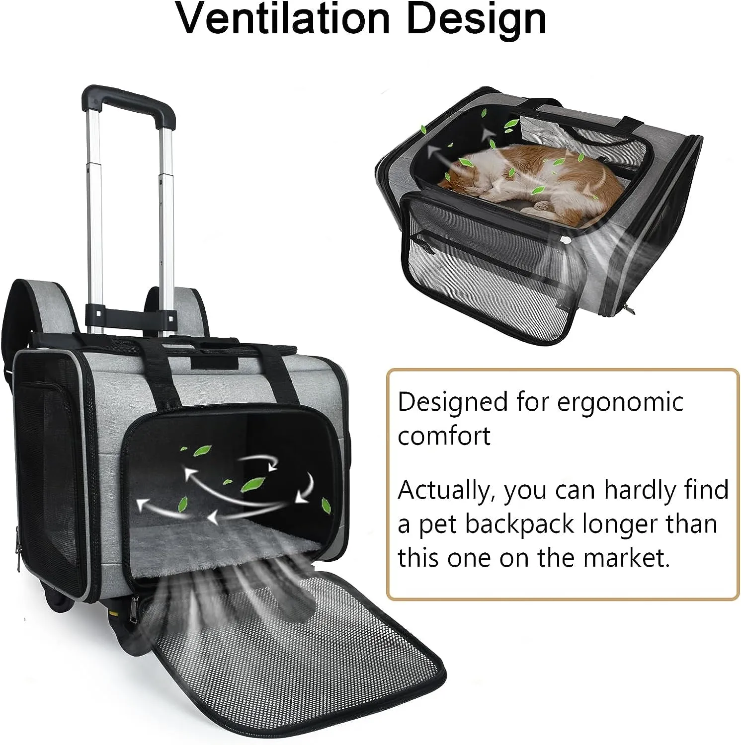 Airline Approved Expandable Pet Carrier Backpack with Wheels