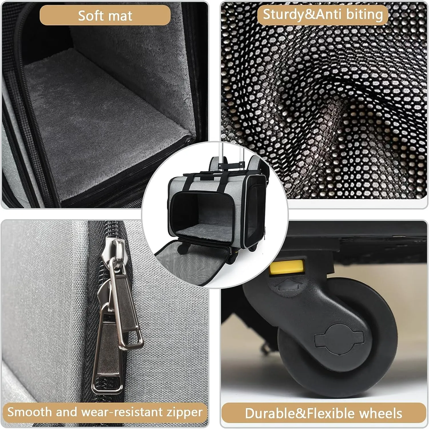 Airline Approved Expandable Pet Carrier Backpack with Wheels