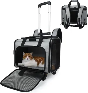 Airline Approved Expandable Pet Carrier Backpack with Wheels