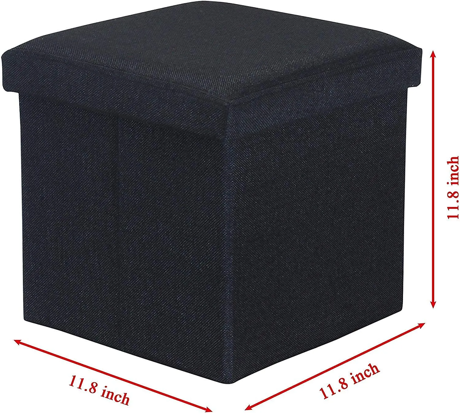 AMTRIX Linen Fabric Folding Storage Ottoman Cube Footrest Stool Coffee Table Puppy Step Multi-Functional Collapsible Ottoman Footrest Seat for Living Room Office - 30X30X30 cm (30 * 30 * 30, Black)