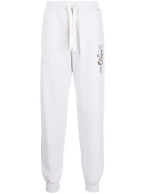 Casa Way-embroidery organic cotton track pants