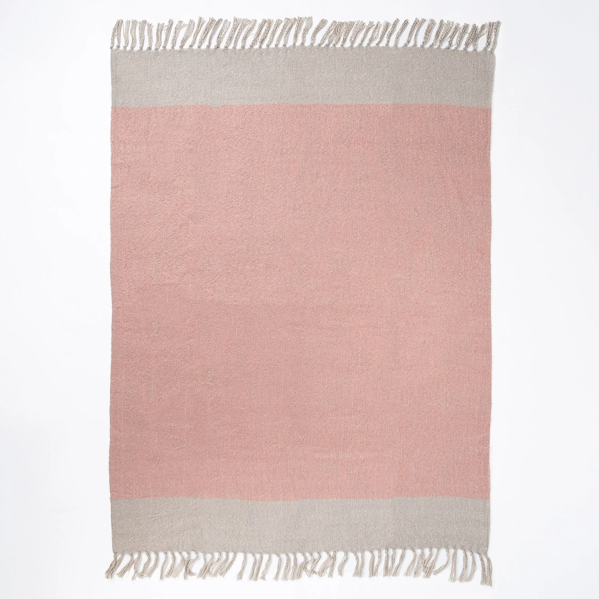 Faux Mohair Throw / Blanket - Tonal Blush Pink & Silver