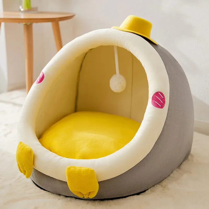 Foldable Pet House with Soft Kennel Mat for Small Pets