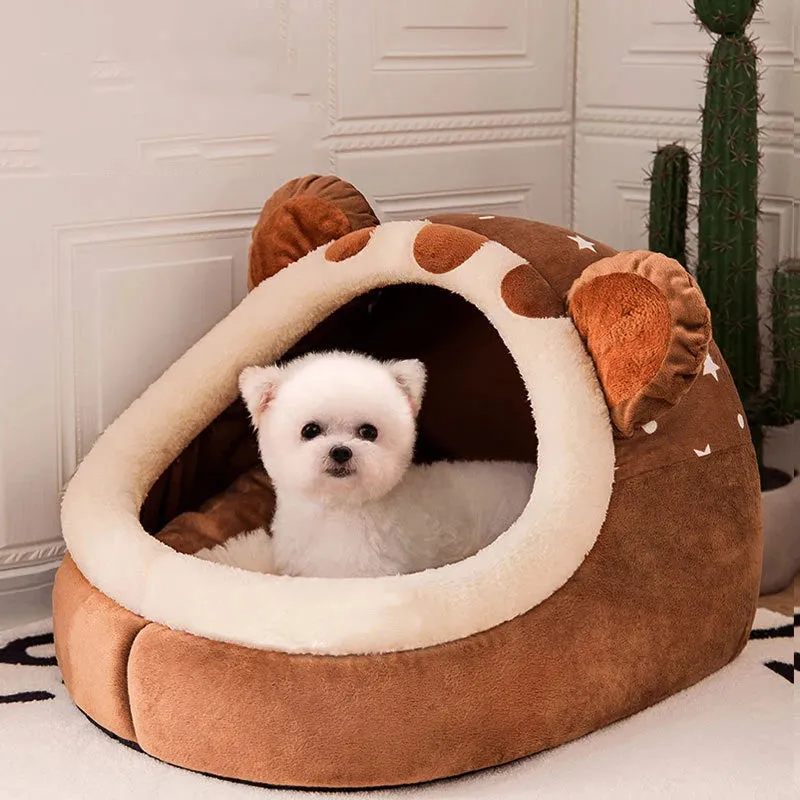 Foldable Pet House with Soft Kennel Mat for Small Pets