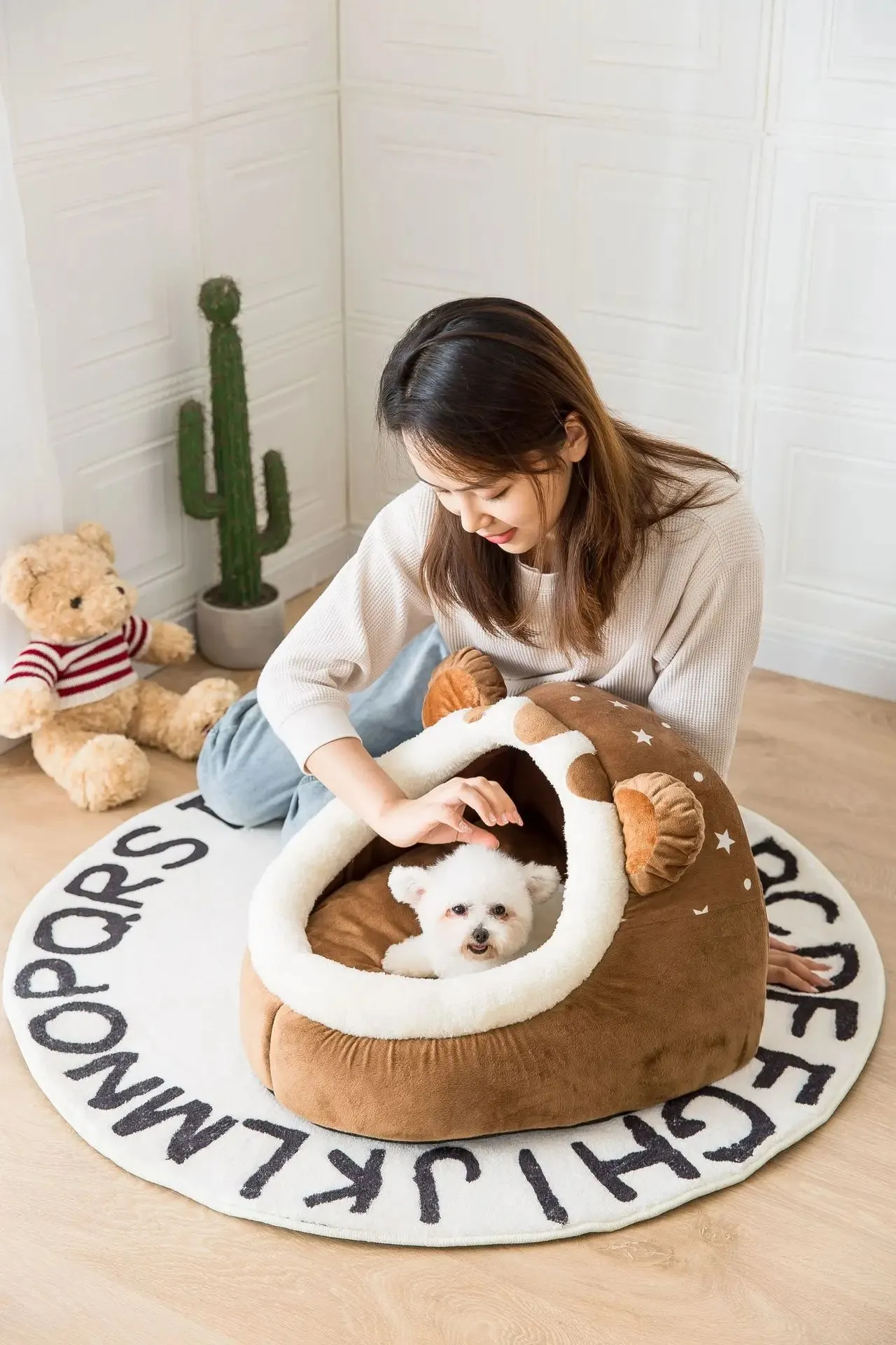 Foldable Pet House with Soft Kennel Mat for Small Pets
