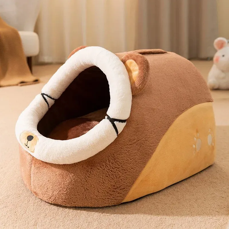 Foldable Pet House with Soft Kennel Mat for Small Pets