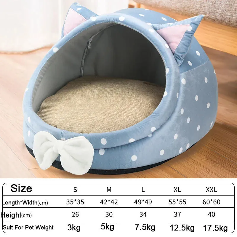 Foldable Pet House with Soft Kennel Mat for Small Pets