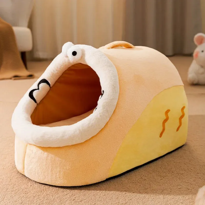 Foldable Pet House with Soft Kennel Mat for Small Pets