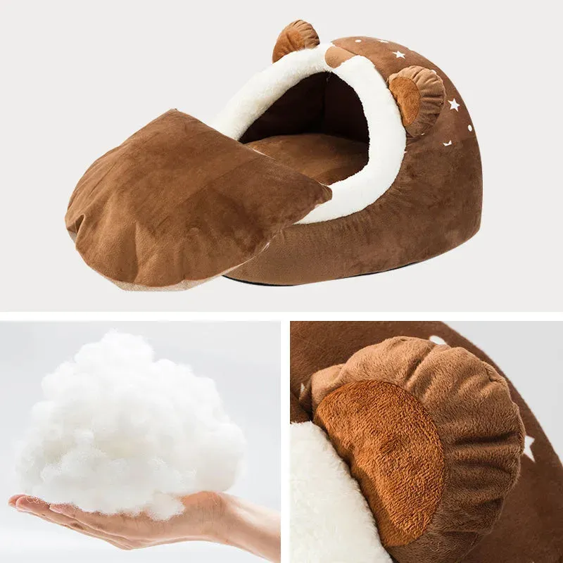 Foldable Pet House with Soft Kennel Mat for Small Pets
