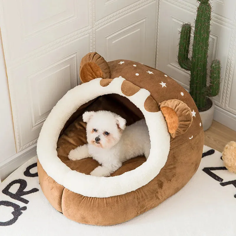 Foldable Pet House with Soft Kennel Mat for Small Pets