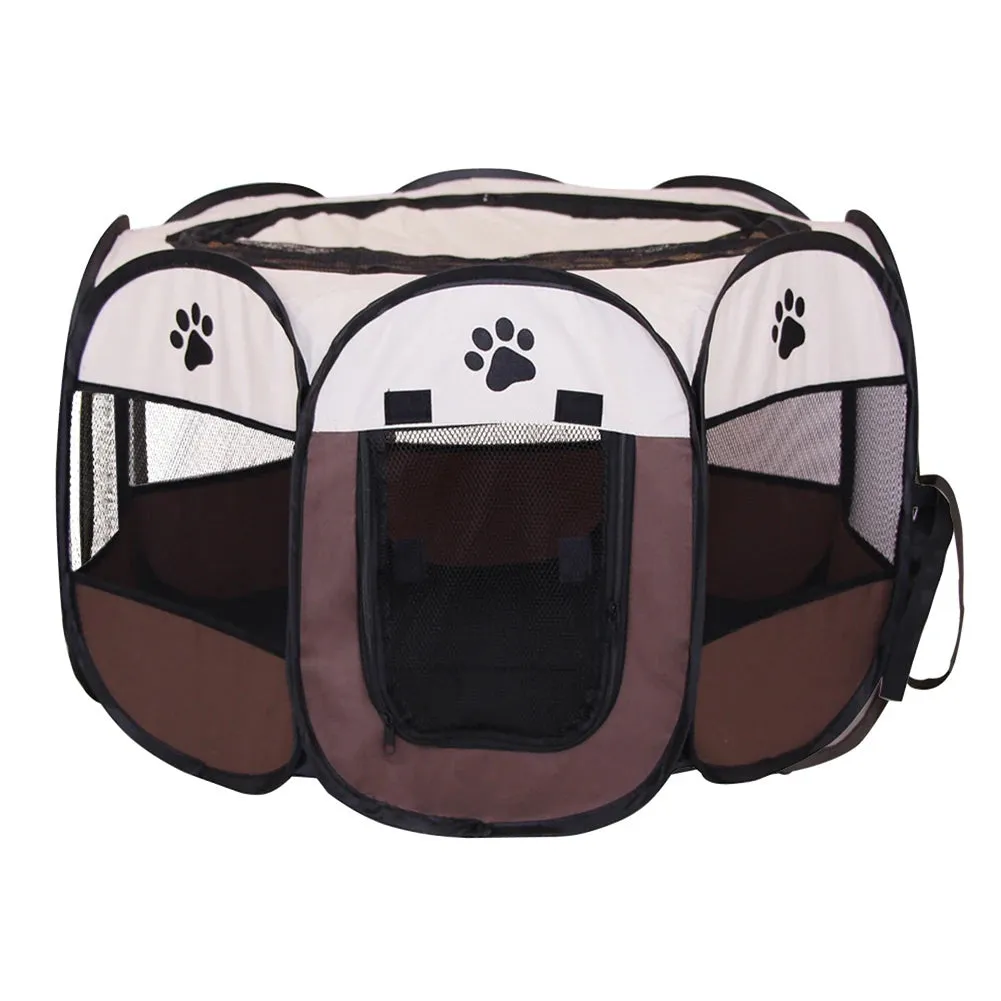 Foldable Pet Playpen - Waterproof Dog and Cat Enclosure with Easy Access Door