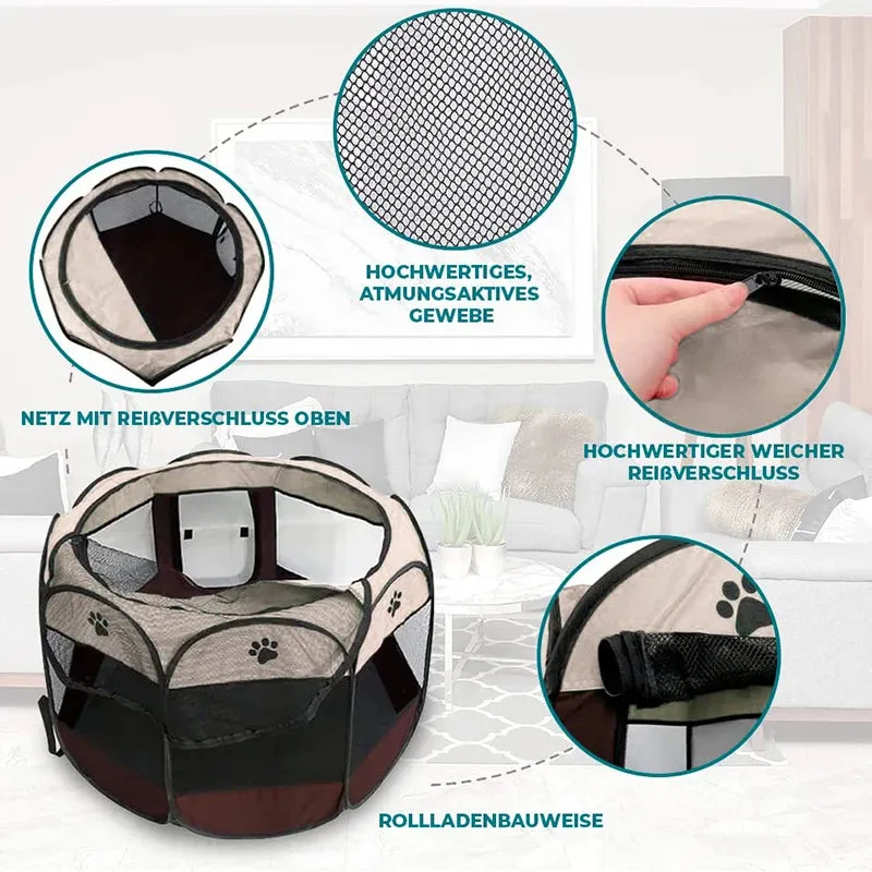 Foldable Pet Playpen - Waterproof Dog and Cat Enclosure with Easy Access Door