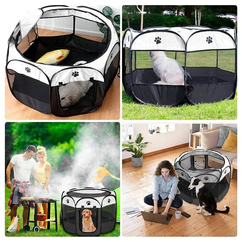 Foldable Pet Playpen - Waterproof Dog and Cat Enclosure with Easy Access Door