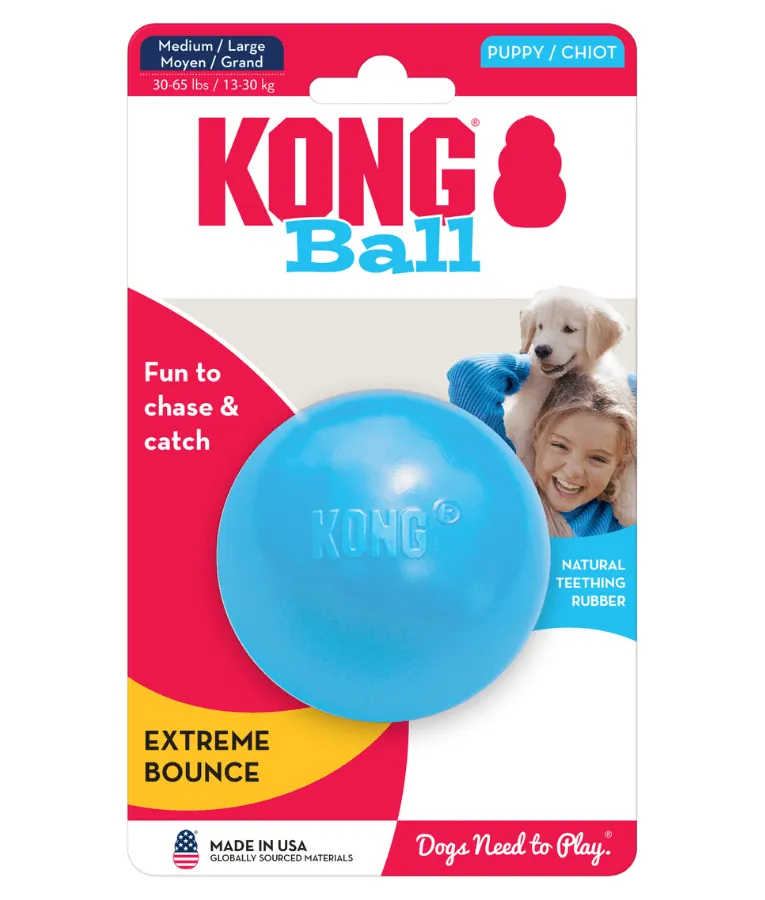Kong - Puppy Ball With Hole Blue Medium/Large