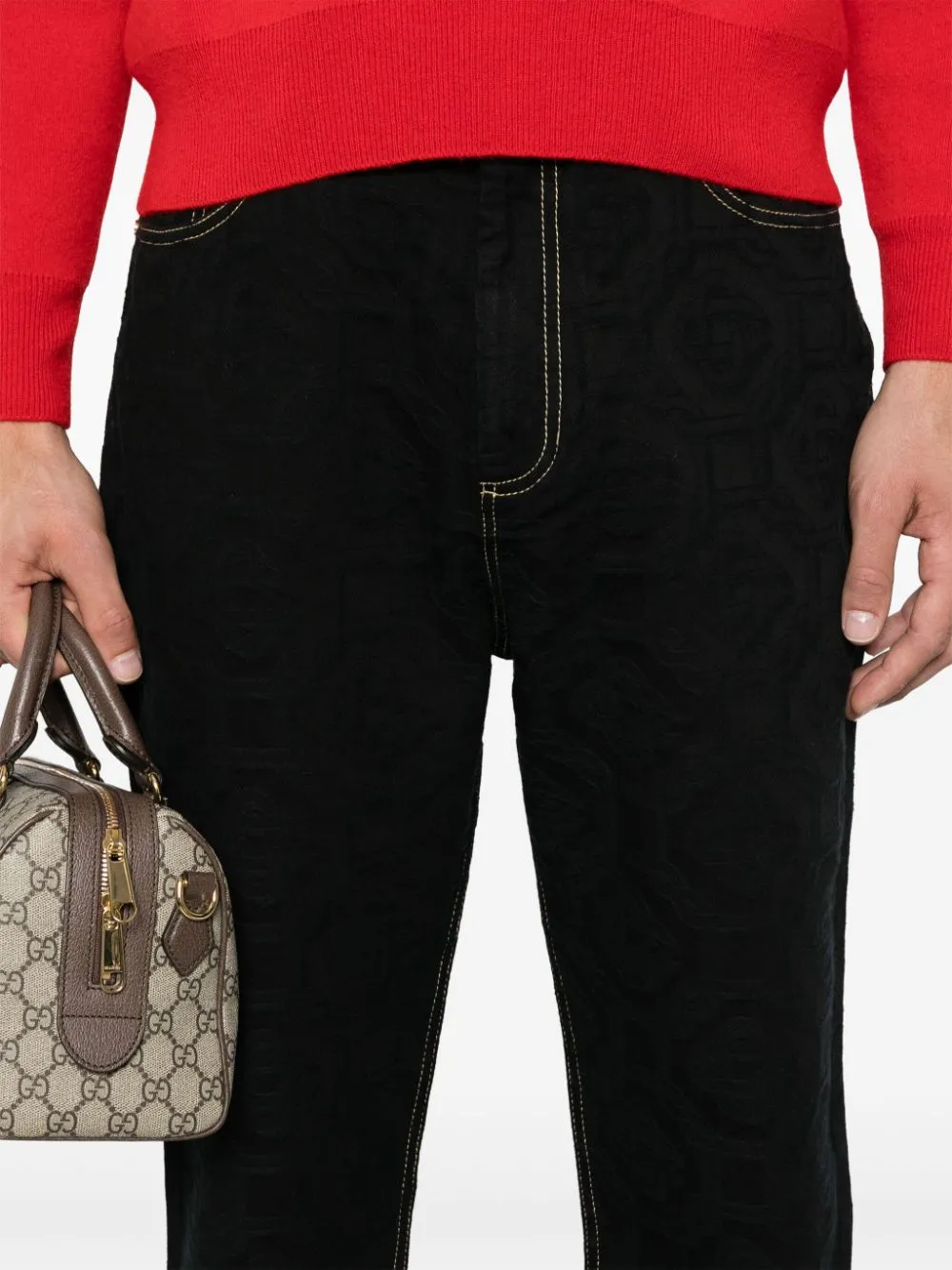 logo-jacquard jeans