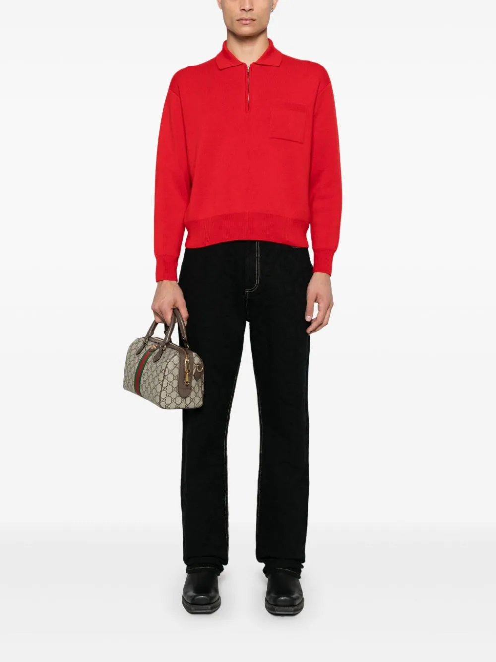 logo-jacquard jeans