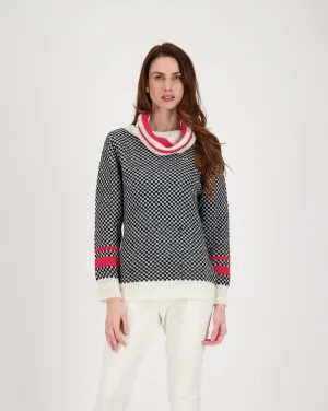 Micro Check Turtle Neck Sweater