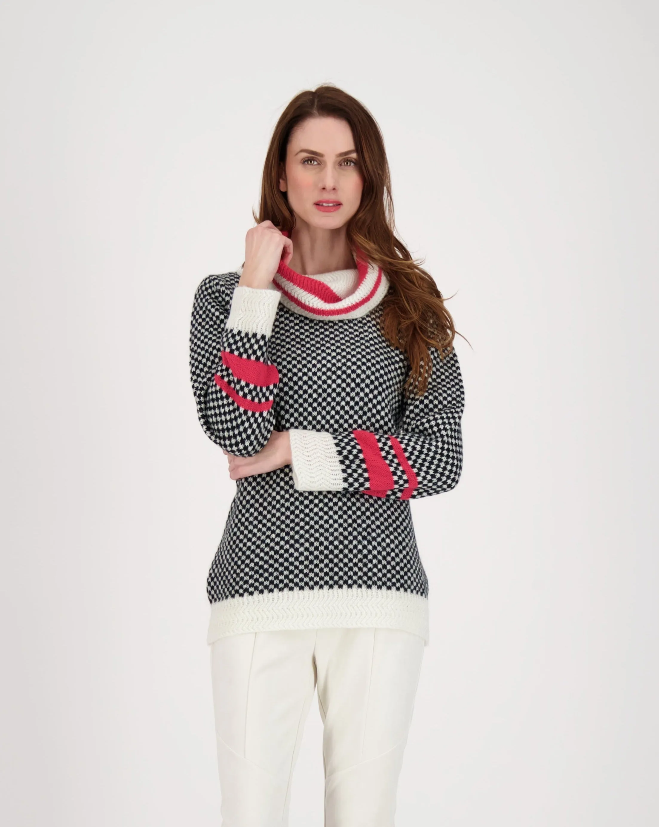 Micro Check Turtle Neck Sweater