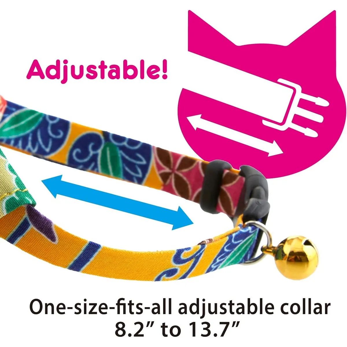 Necoichi Bandana Cat Collar with Air Tag Pocket Yukata Yellow