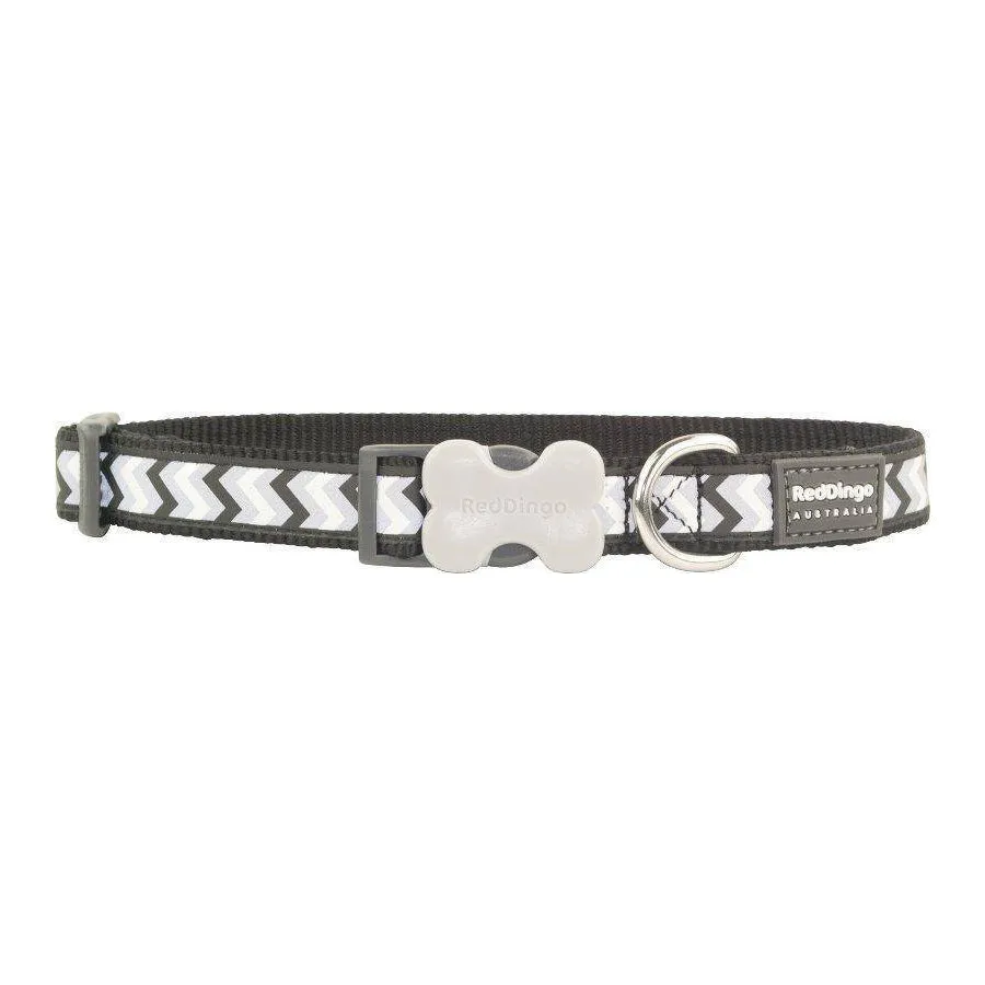 Red Dingo Dog Reflective Ziggy Collar Black 15mm