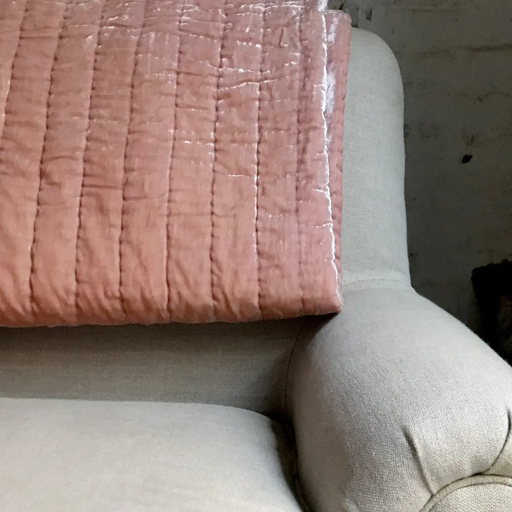 Silk Velvet Throw in Old Rose