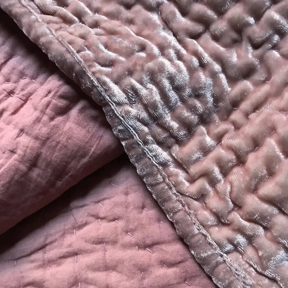 Silk Velvet Throw in Old Rose