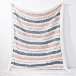Throw / Blanket - Knitted Stripe Pastel