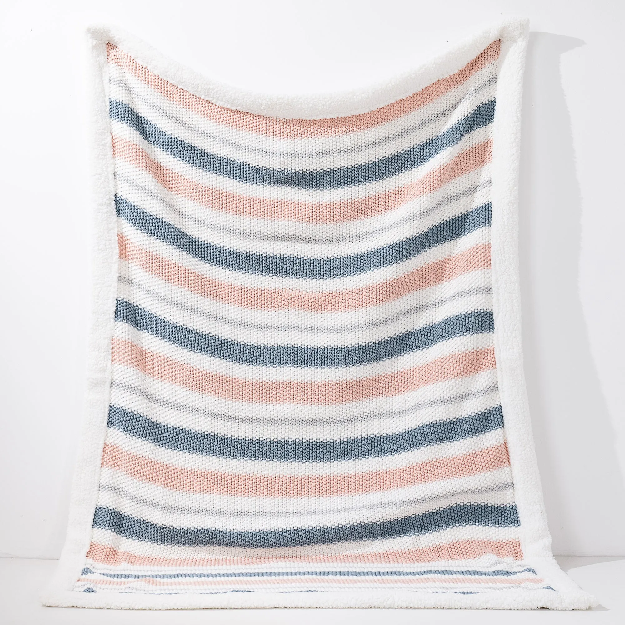Throw / Blanket - Knitted Stripe Pastel