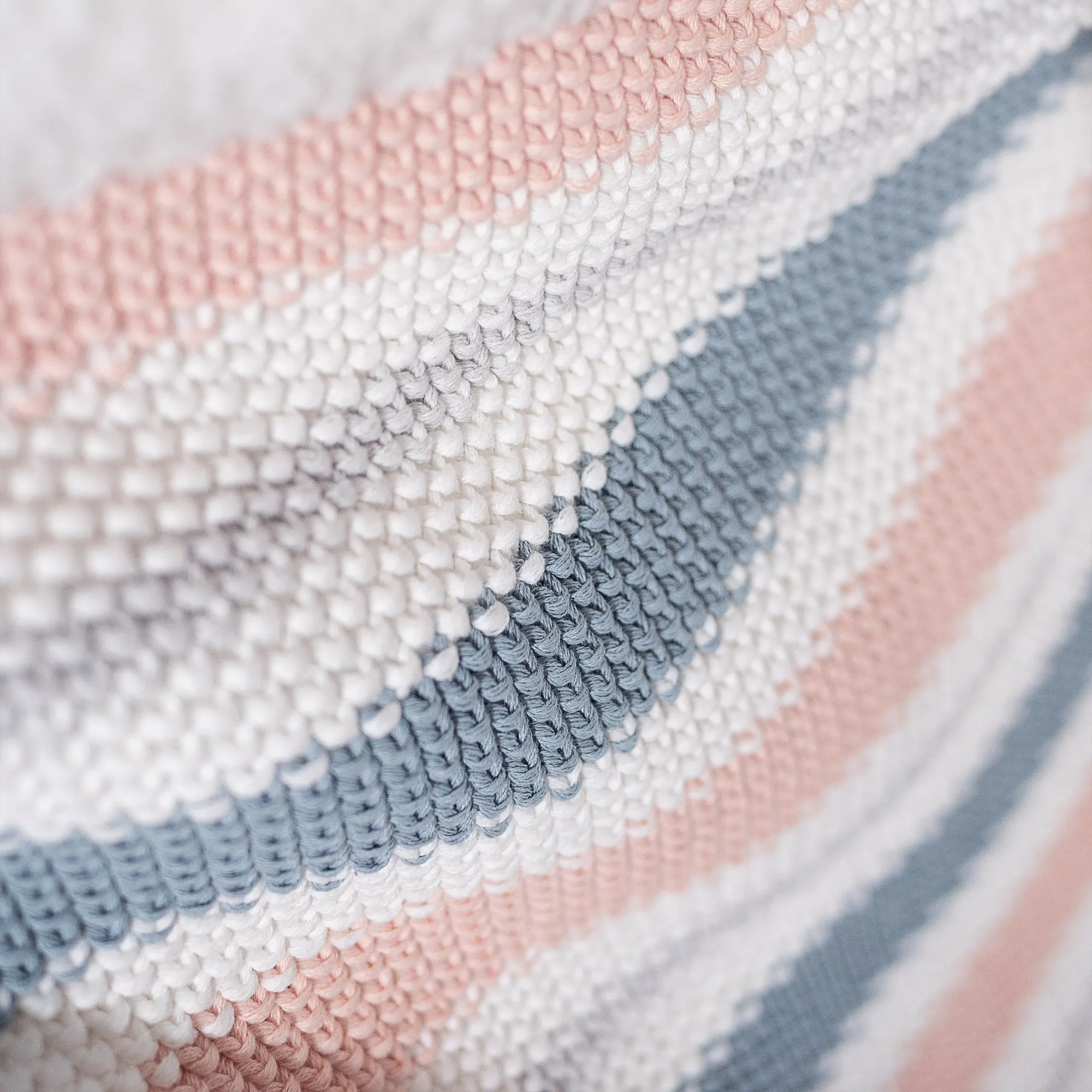 Throw / Blanket - Knitted Stripe Pastel