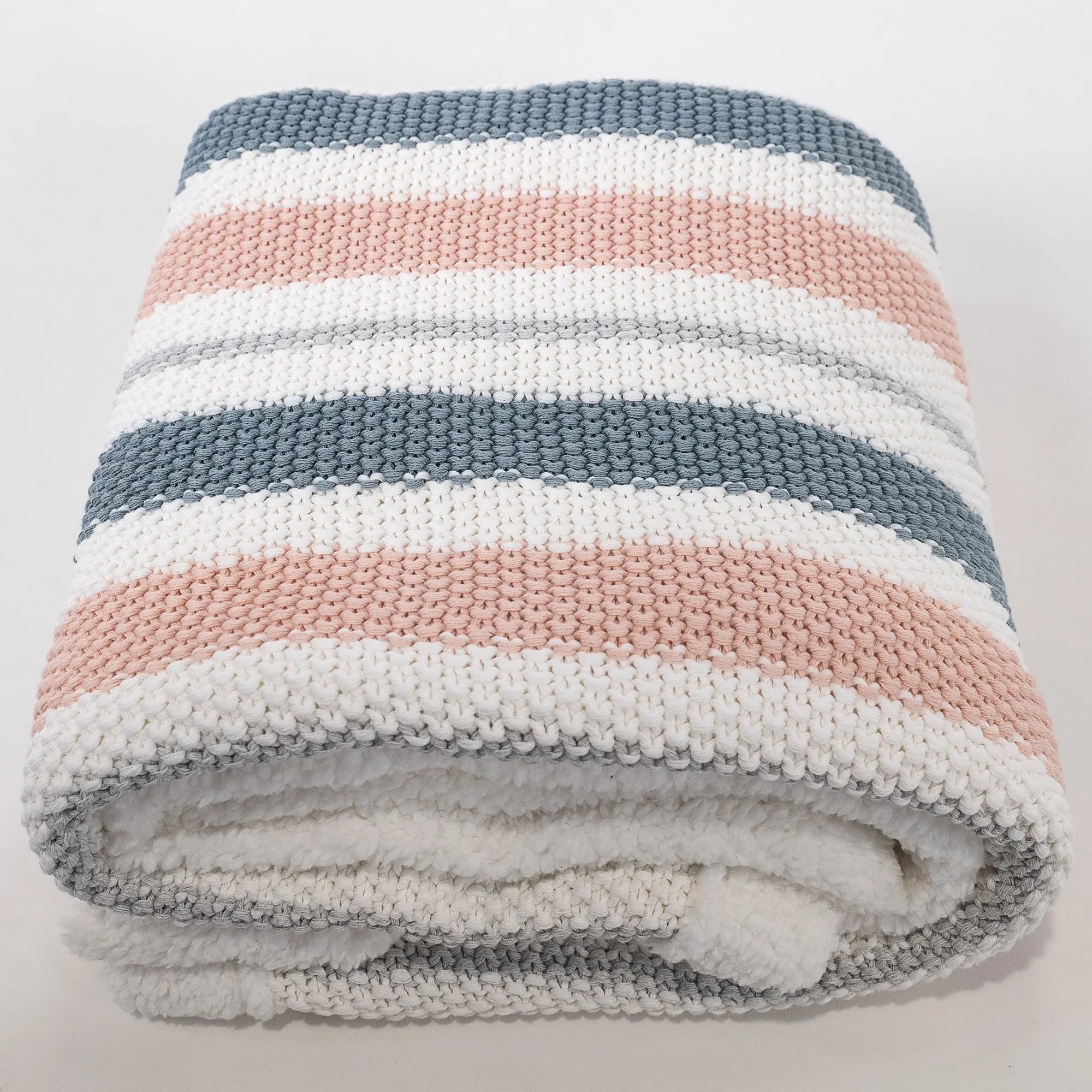 Throw / Blanket - Knitted Stripe Pastel