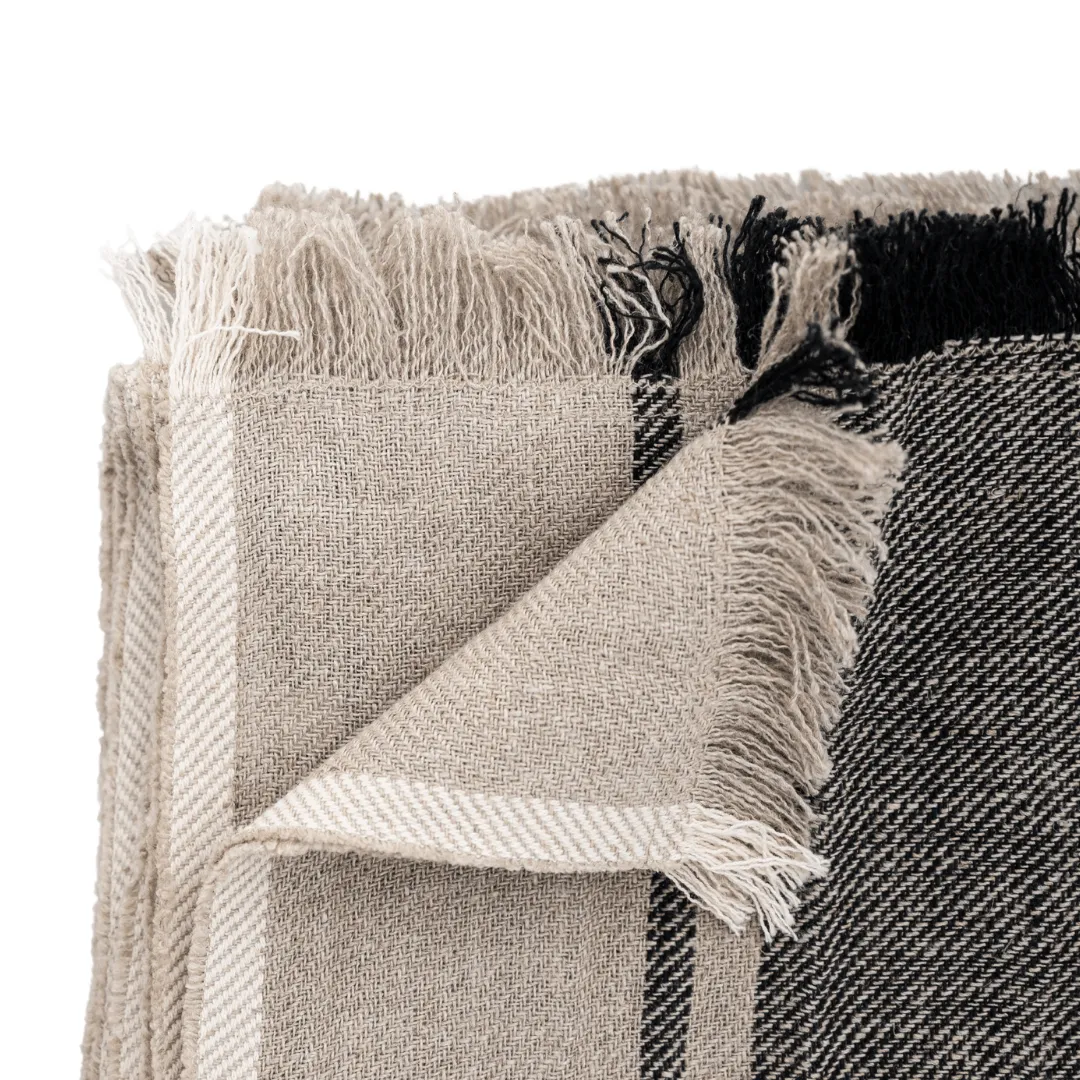 Tizza Linen Bedspread | Black 135x190cm