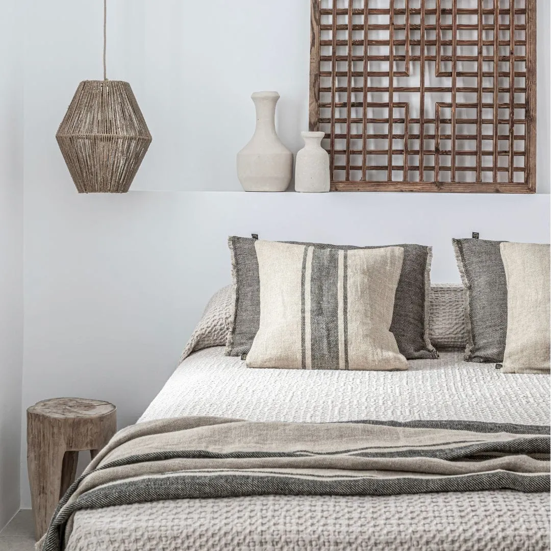 Tizza Linen Bedspread | Black 135x190cm