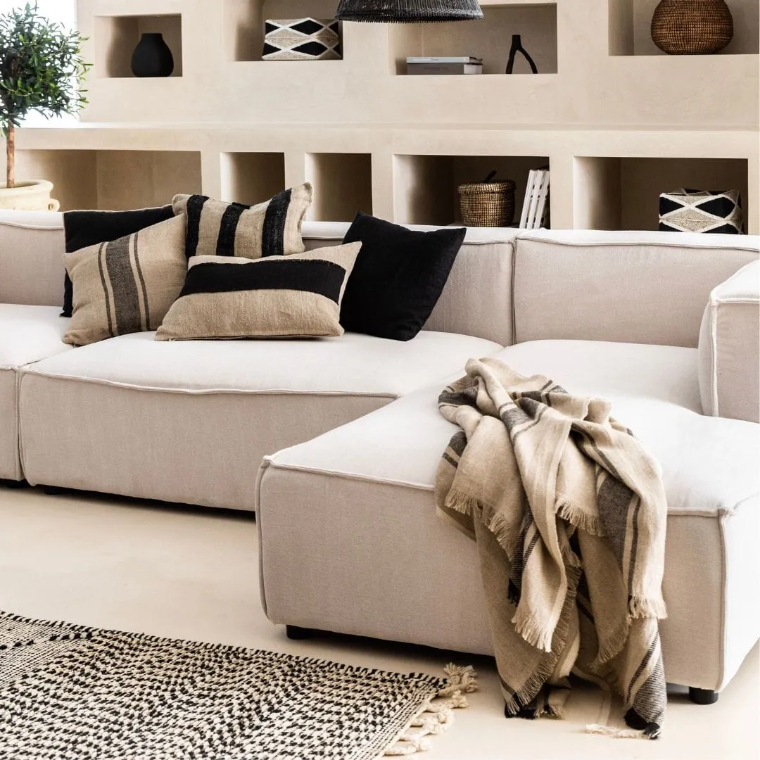 Tizza Linen Bedspread | Black 135x190cm