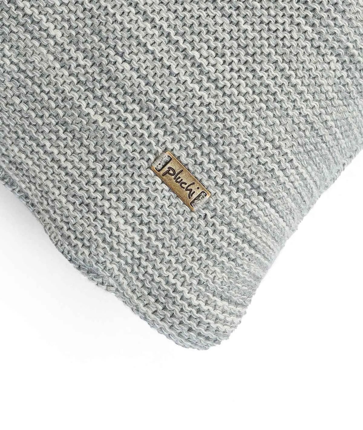 Tropical Gift Combo Knitted Throw & Cushion Cover - 2pcs in Light & Dark Grey Melange Color