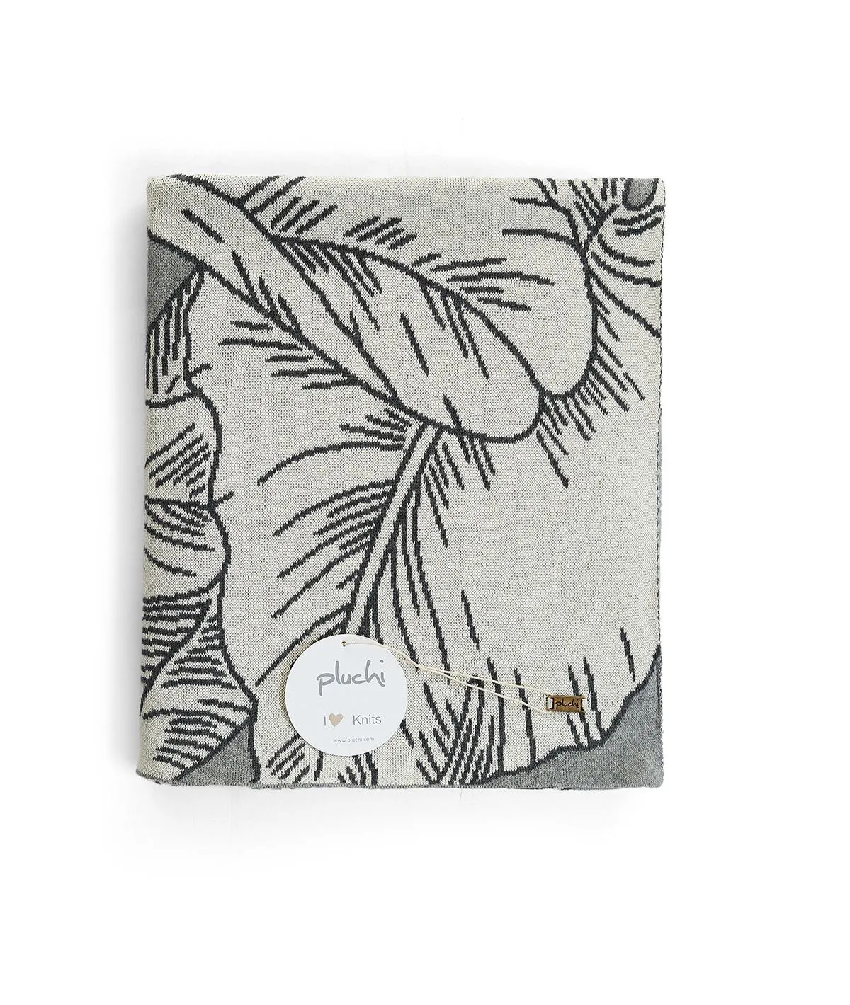 Tropical Gift Combo Knitted Throw & Cushion Cover - 2pcs in Light & Dark Grey Melange Color