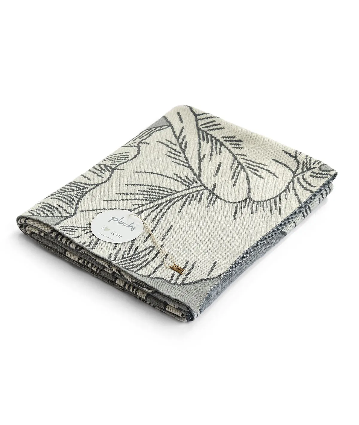 Tropical Gift Combo Knitted Throw & Cushion Cover - 2pcs in Light & Dark Grey Melange Color